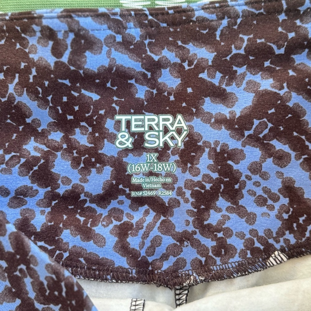 Terra & Sky Women's Plus High Waist Ankle Leggings 1X 16W-18W Snake Blue NWT 27” - Picture 5 of 10